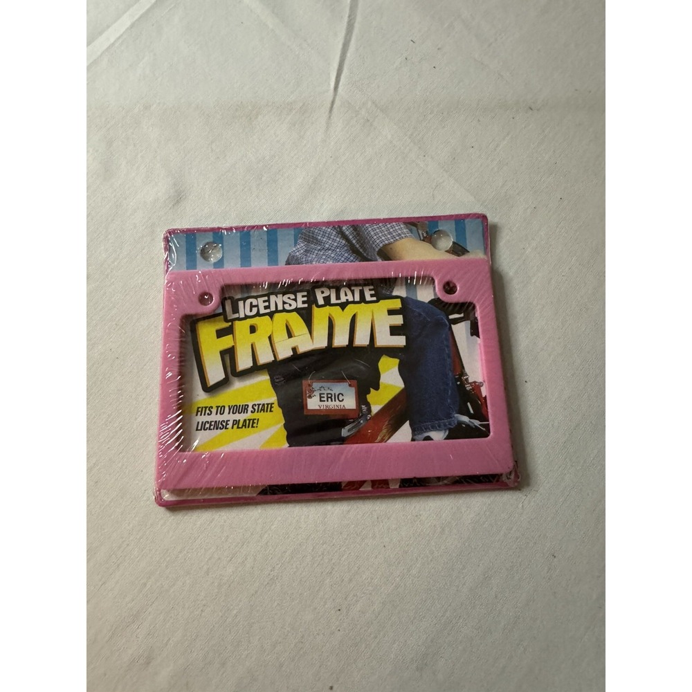 Brothers Mfg Vintage Kids Bicycle License Plate Frame Pink 4x2.75 New Sealed